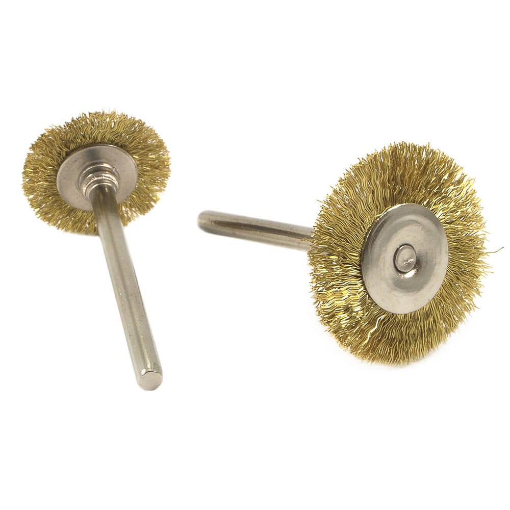 Brush Set, Brass, 1 in and 3/4 in with 3/32 in Shaft (2-Piece)