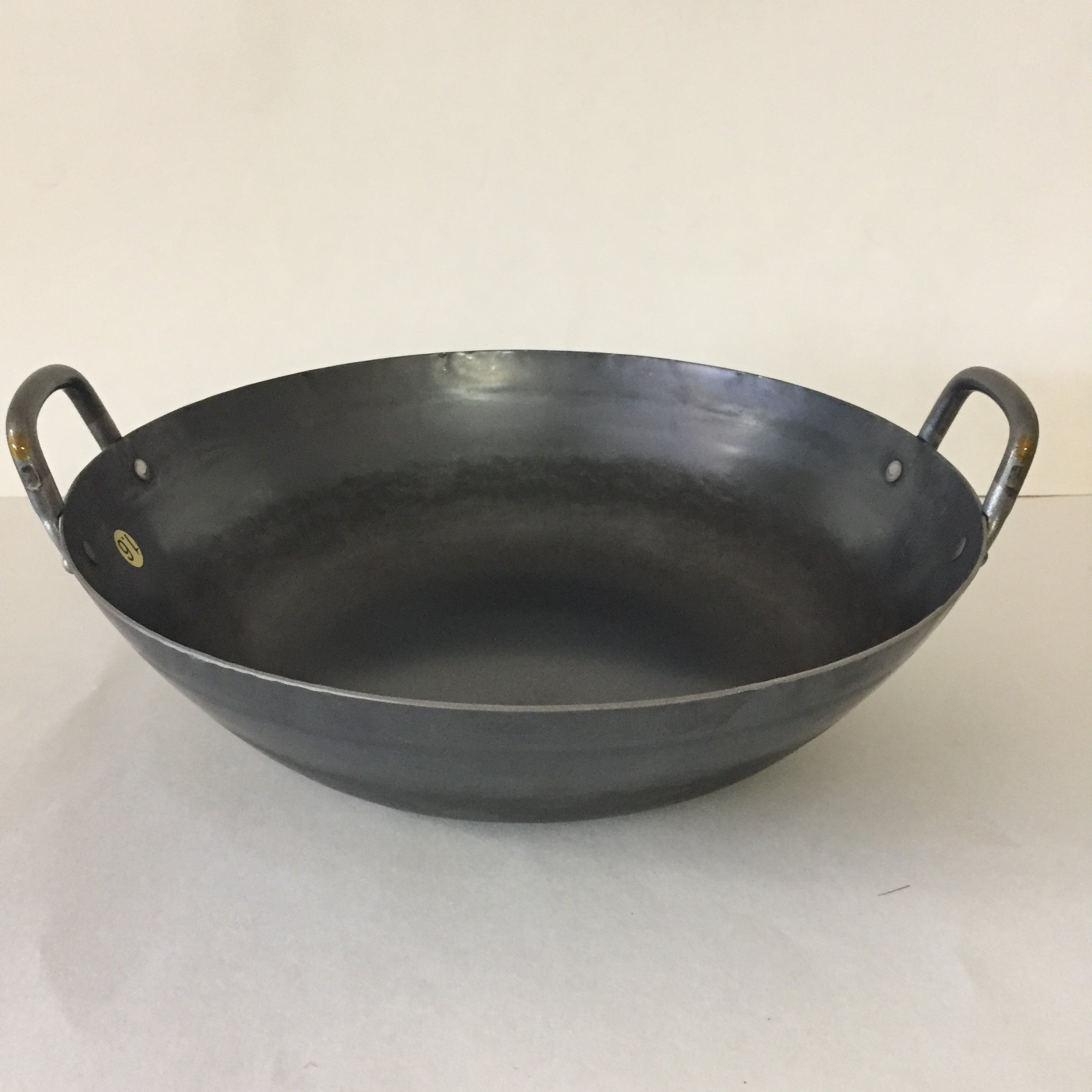 YAMADA KOGYO HAMMERED CHINESE WOK FLAT BASE DOUBLE HANDLE THICKNESS 1.6mm