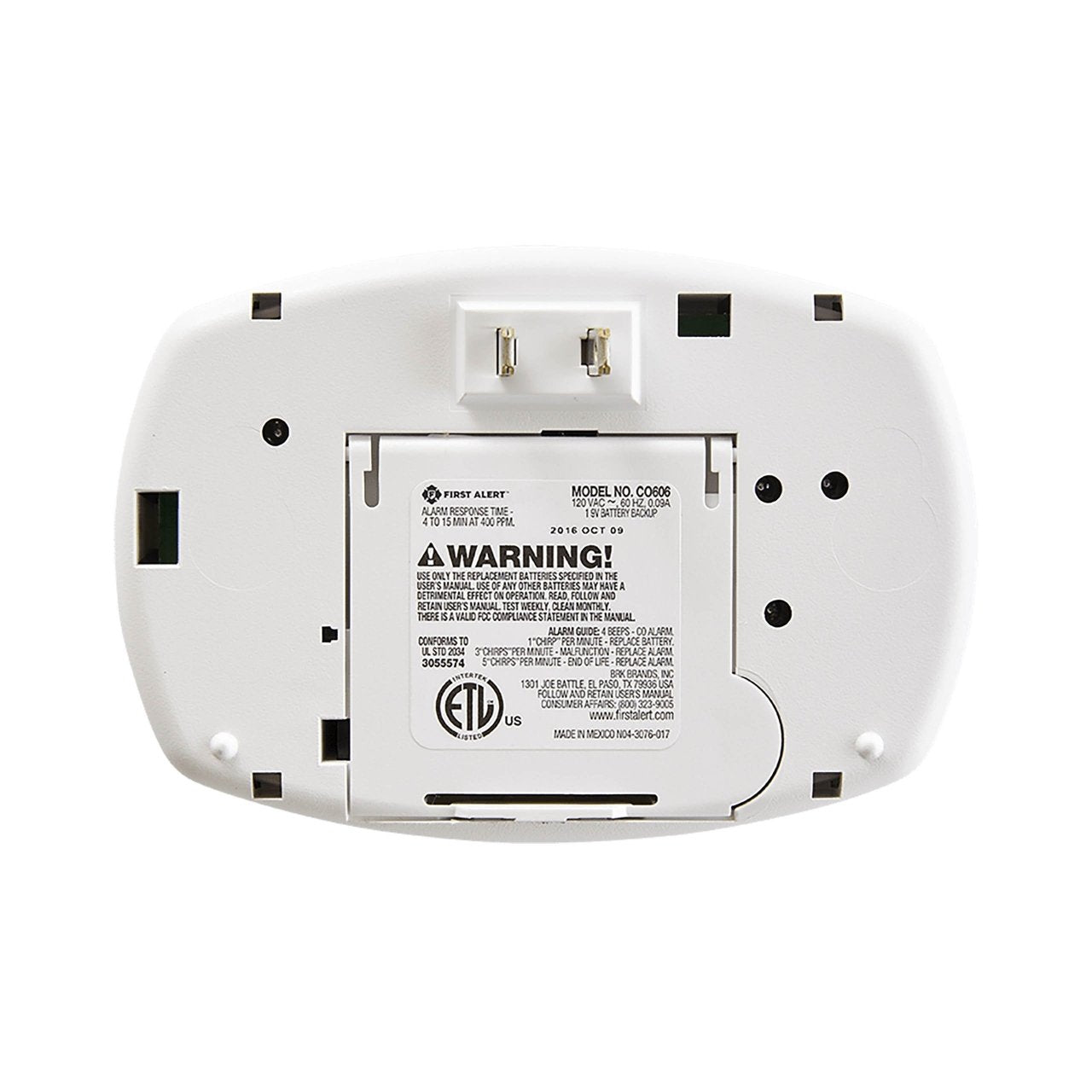 CO606 Carbon Monoxide Plug-In Alarm with Battery Backup
