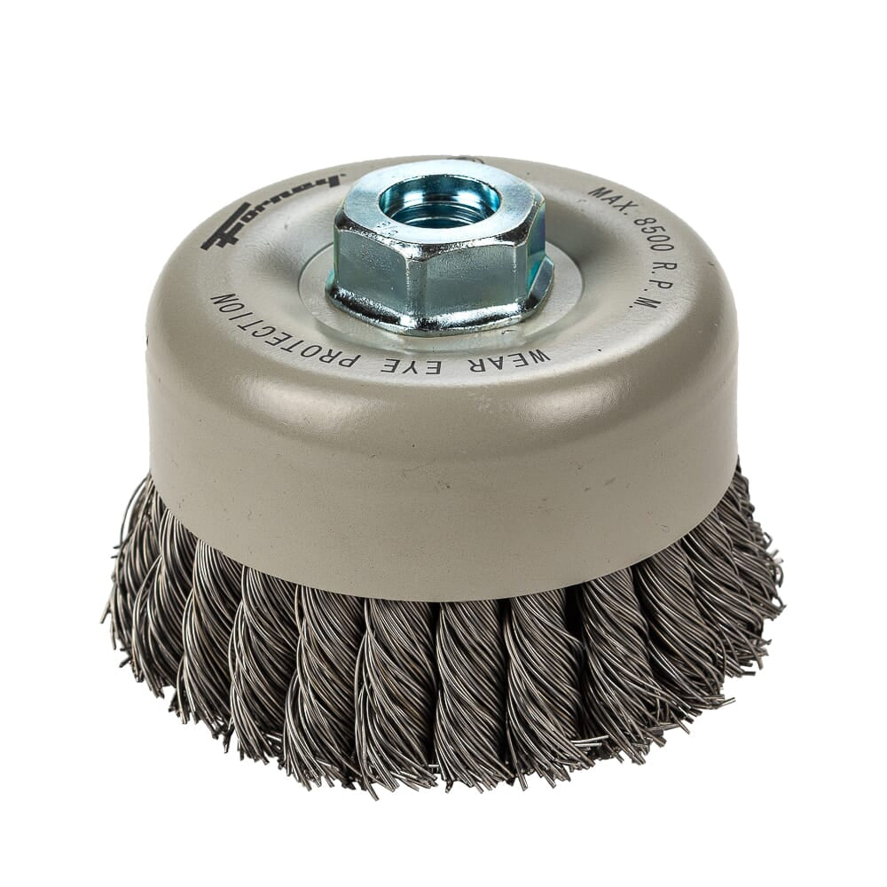 Command PRO Cup Brush, Knotted, Double Row, 4 in x .020 in x 5/8 in-11 Supply