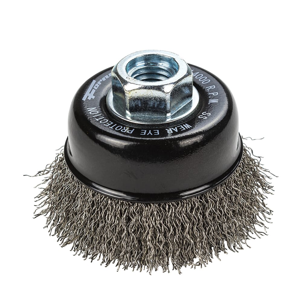 Command PRO Cup Brush, Crimped, Stainless Steel, 2-3/4 in x .014 in x 5/8 in-11 on Sale