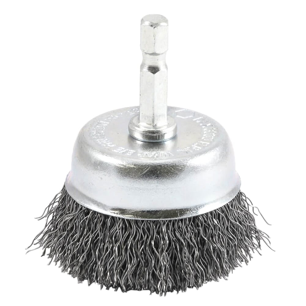 Cup Brush, Crimped, 2 in x .012 in x 1/4 in Hex Shank Online Sale