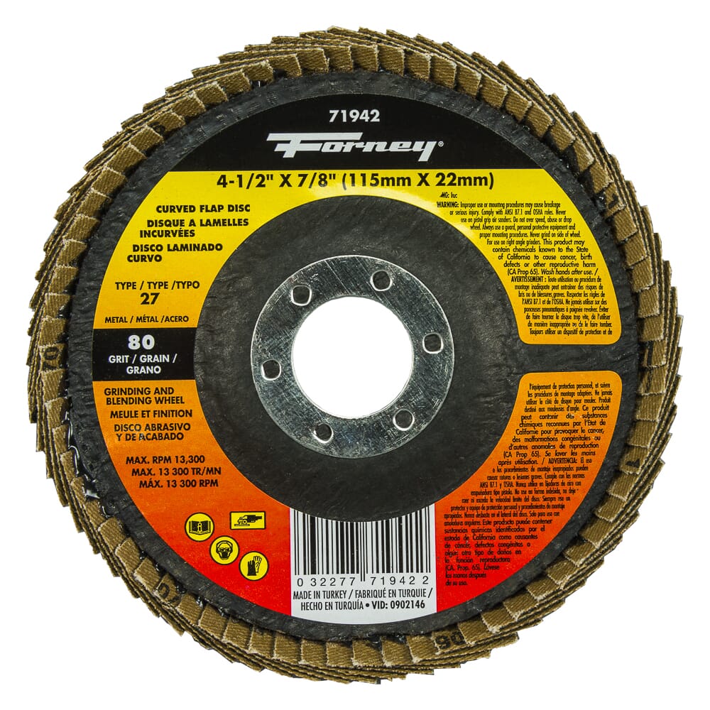 Curved Edge Flap Disc, 4-1/2 in x 7/8 in, 80 Grit
