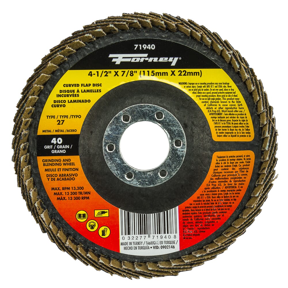 Curved Edge Flap Disc, 4-1/2 in x 7/8 in, 40 Grit