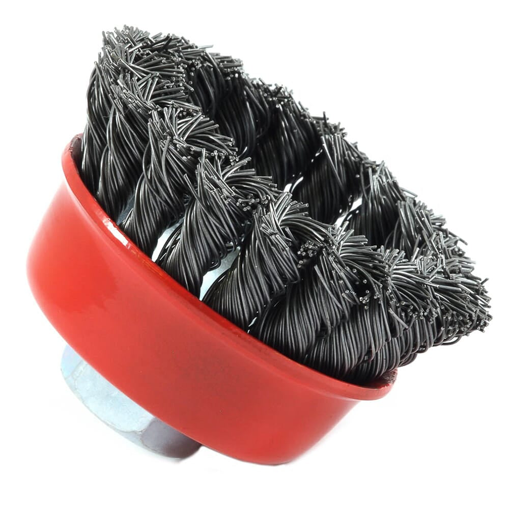 Cup Brush, Knotted, 2-3/4 in x .020 in x 5/8 in-11 Arbor