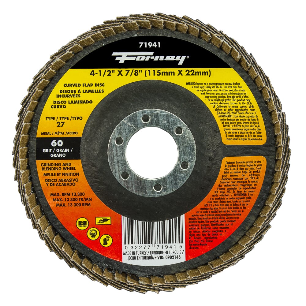 Curved Edge Flap Disc, 4-1/2 in x 7/8 in, 60 Grit