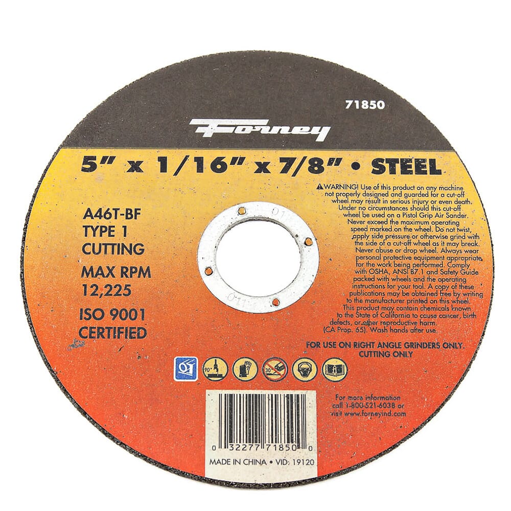 Cut-Off Wheel, Metal, Type 1, 5 in x 1/16 in x 7/8 in Online Hot Sale