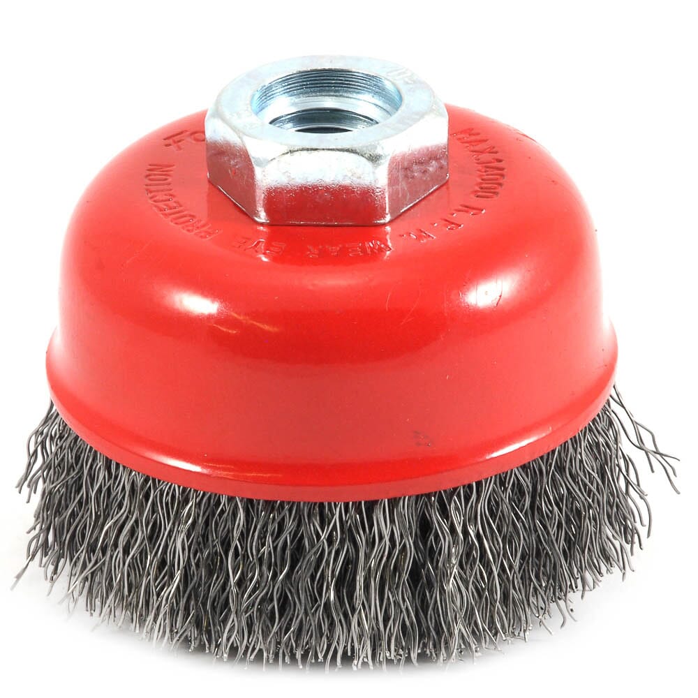 Cup Brush, Crimped, 2-3/4 in x .014 in x 5/8 in-11 Arbor Online Hot Sale