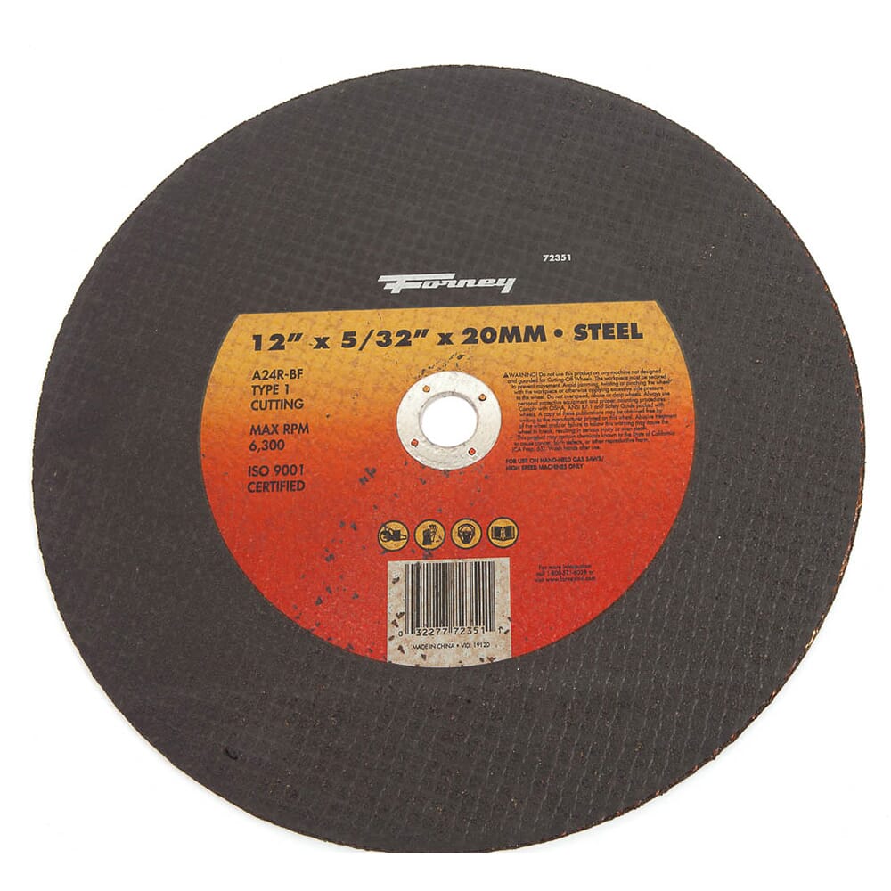 Cutting Wheel, Metal, Type 1, 12 in x 5/32 in x 20 mm on Sale