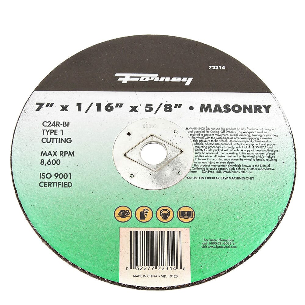 Cutting Wheel, Masonry, Type 1, 7 in x 1/16 in x 5/8 in Sale