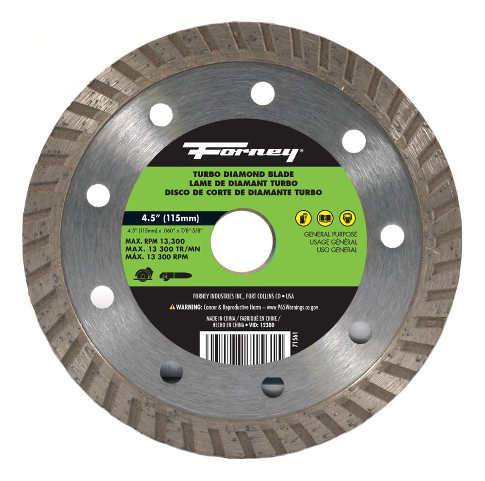 Diamond Cut-Off Blade, Turbo, 4-1/2 in