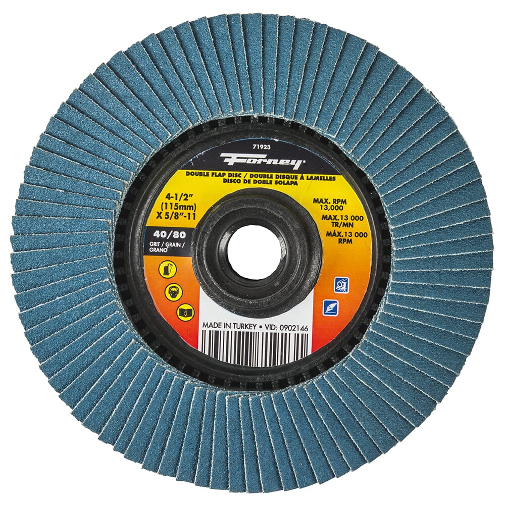 Double Sided Flap Disc, 40/80 Grits, 4-1/2 in Discount