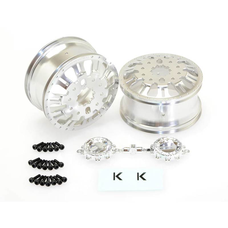 CKD0651 KG1 KD004 CNC Aluminum FRONT Dually Wheel (SILVER anodize, 2pcs, w/cap and decal, screws)
