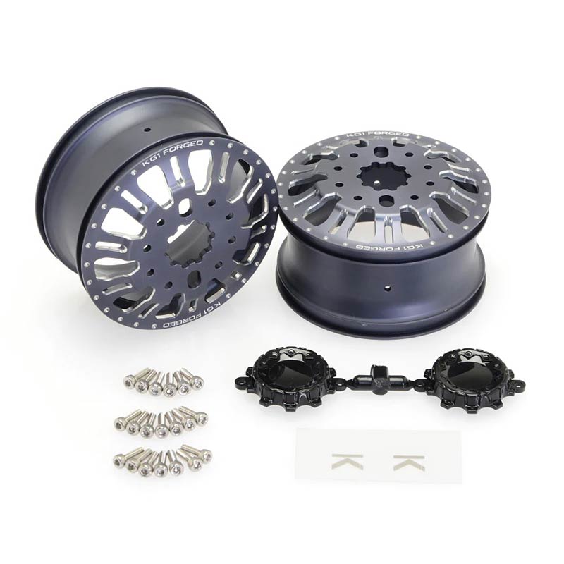 CKD0657 KG1 KD004 CNC Aluminum FRONT Wheel (GUNMETAL anodize, 2pcs, w/cap and decal, screws)