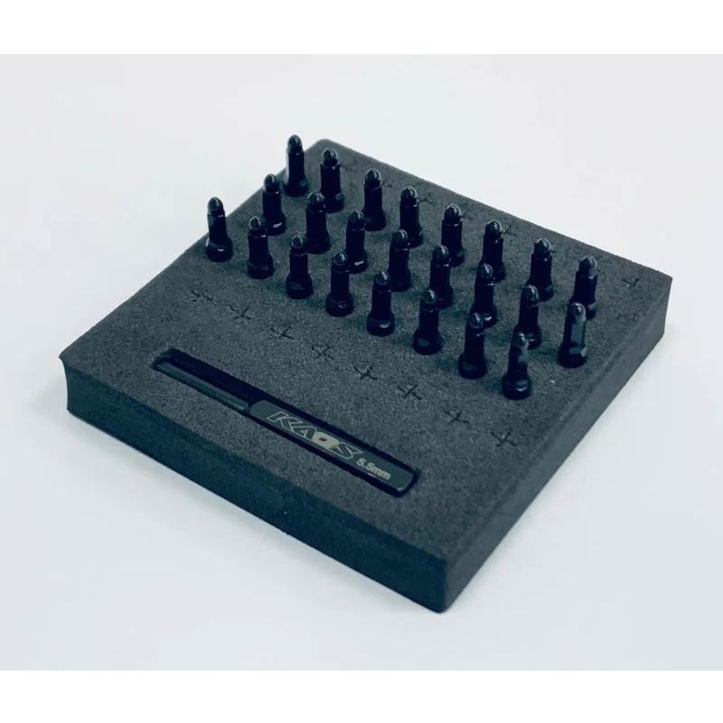CKD0618 KAOS Bullet Wheel Lug (BLACK chrome, M2.0 studs, w/tool, 24pcs For KG1 Wheels) Online now