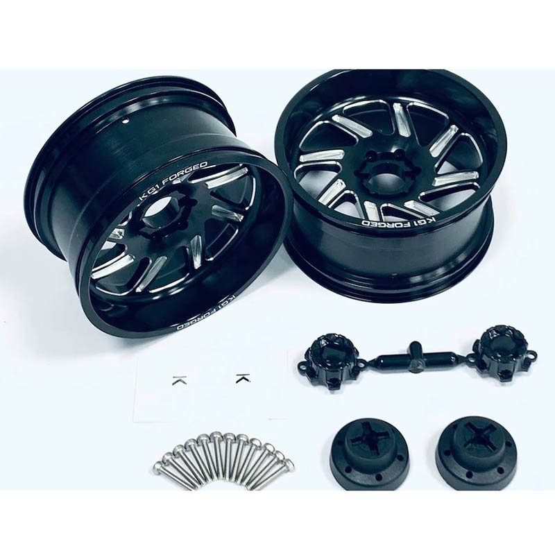 CKD0670 KG1 FORGED SPOOL KF011 BLACK CNC Aluminum Wheel (Black anodize, L/R 1pcs each, w/cap, screws, decal)