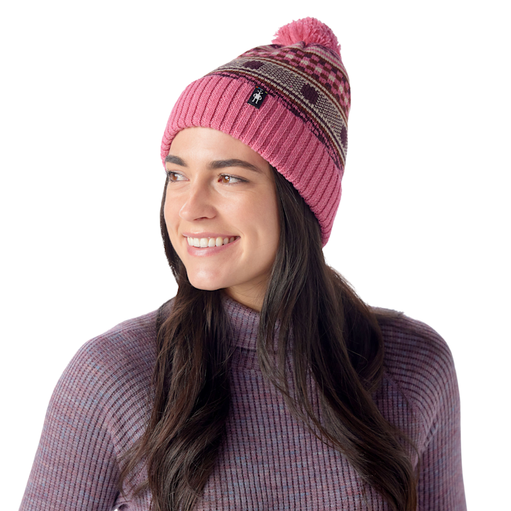 Fairisle Fleece Lined Beanie – Garden Pink