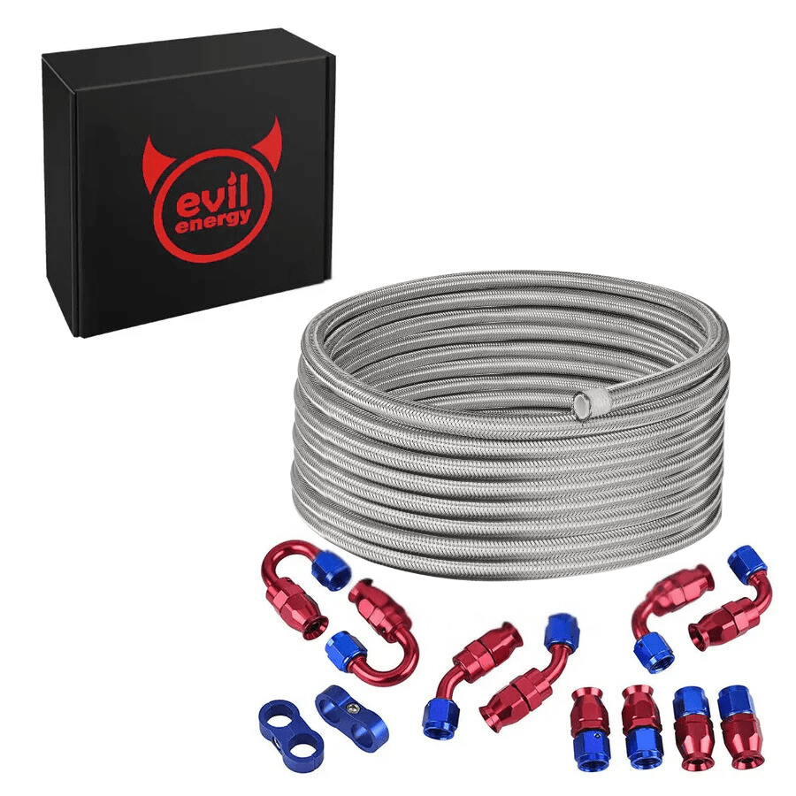 EVIL ENERGY 6/8/10AN PTFE Fuel Line Kit E85 Stainless Steel Braided Fuel Hose 16/20FT
