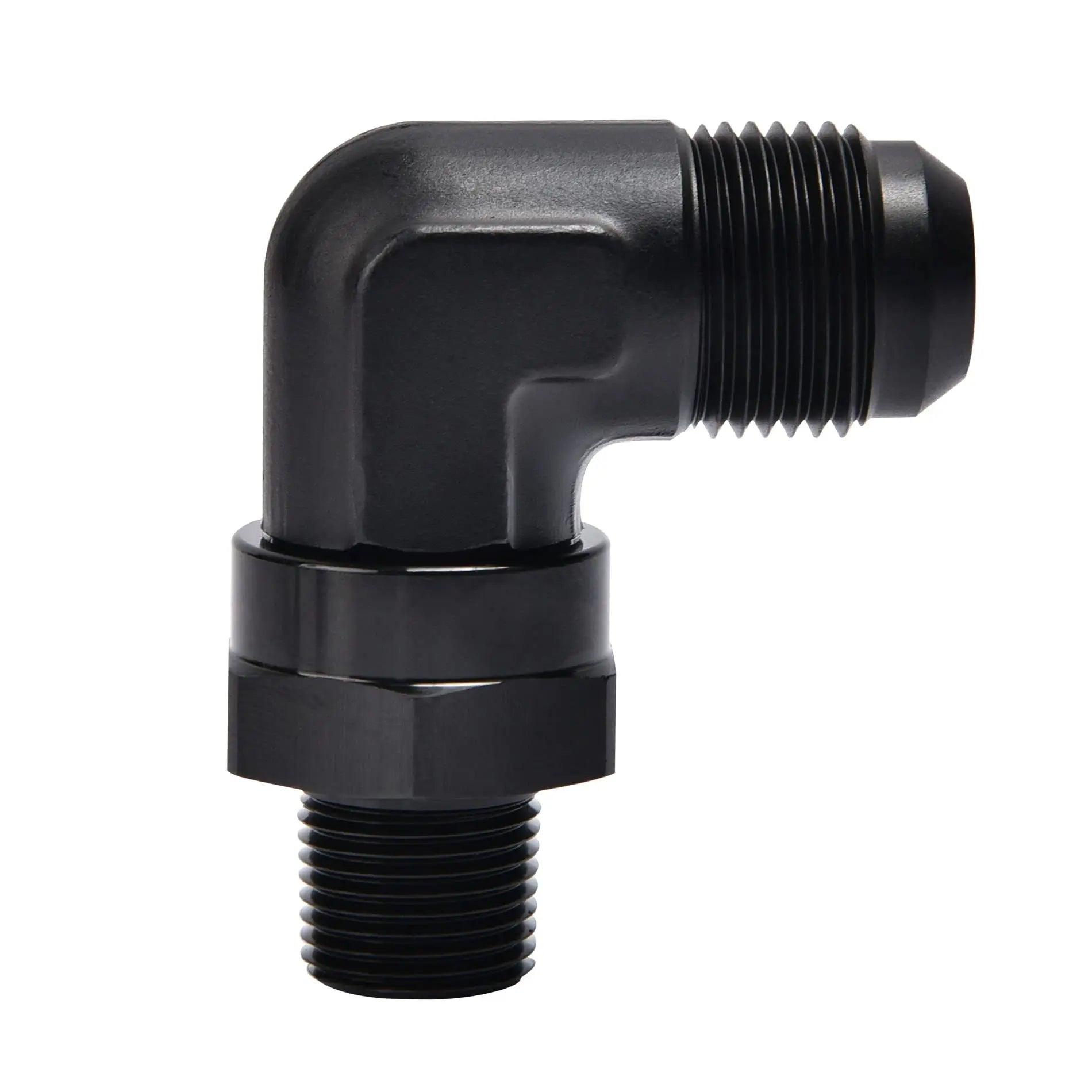 EVIL ENERGY AN Male Flare to NPT 90° Swivel Fitting Adapter Aluminum Black