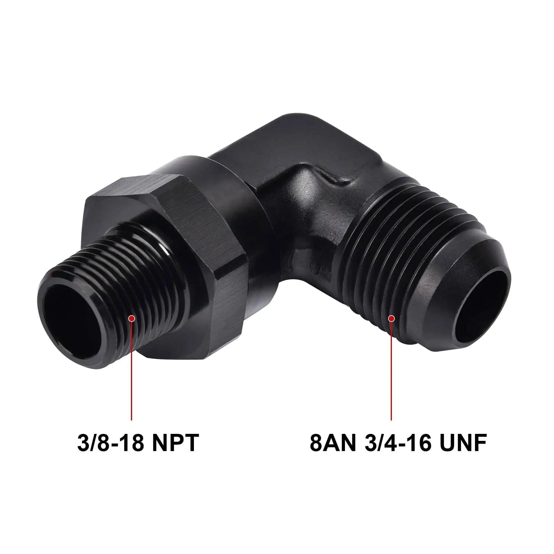 EVIL ENERGY AN Male Flare to NPT 90° Swivel Fitting Adapter Aluminum Black