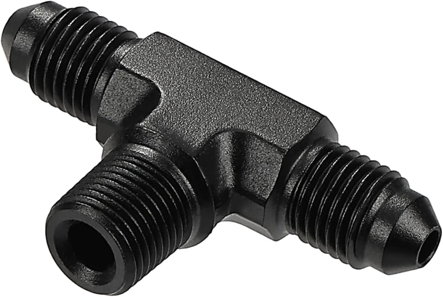 EVIL ENERGY AN Tee Male Flare to NPT on Side Branch T Fitting Adapter Aluminum Black