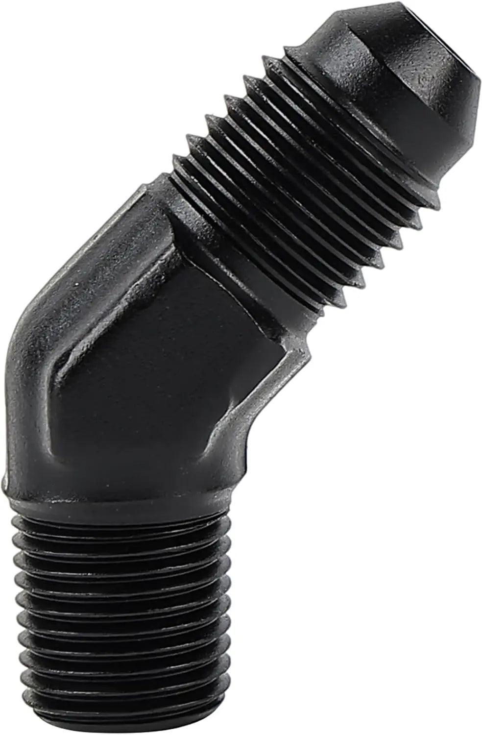 EVIL ENERGY AN Male Flare to NPT Pipe 45 Degree Fitting Adapter Aluminum Black