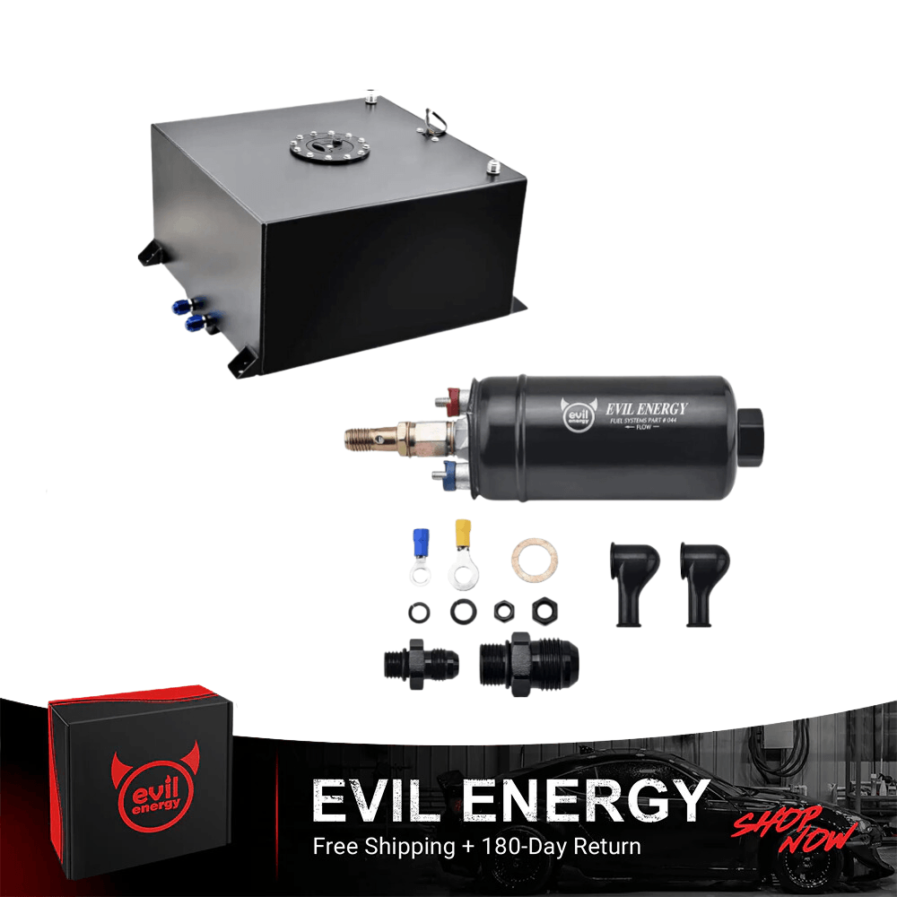 EVIL ENERGY Fuel Cell Tank with 300LPH High-Performance External Inline Fuel Pump – Universal Fit for Enhanced Fuel Delivery