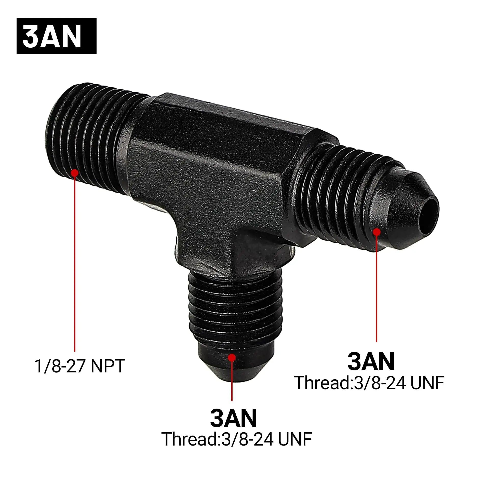 EVIL ENERGY AN Tee Male Flare to NPT on Run T Fitting Adapter Aluminum Black Fashion