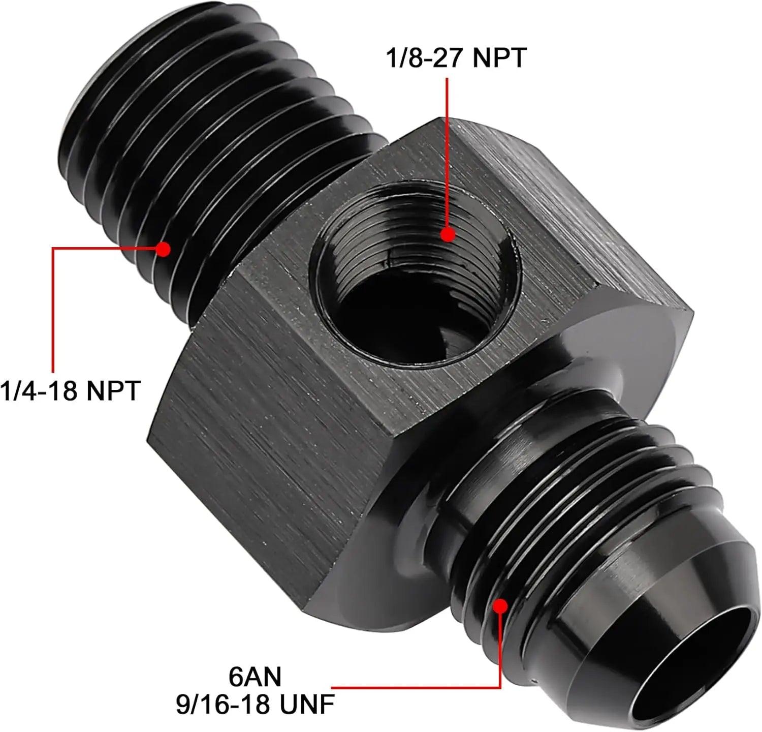 EVIL ENERGY AN to NPT with 1/8 NPT Gauge Port Fuel Pressure Take Off Fitting Adapter Aluminum Online Hot Sale