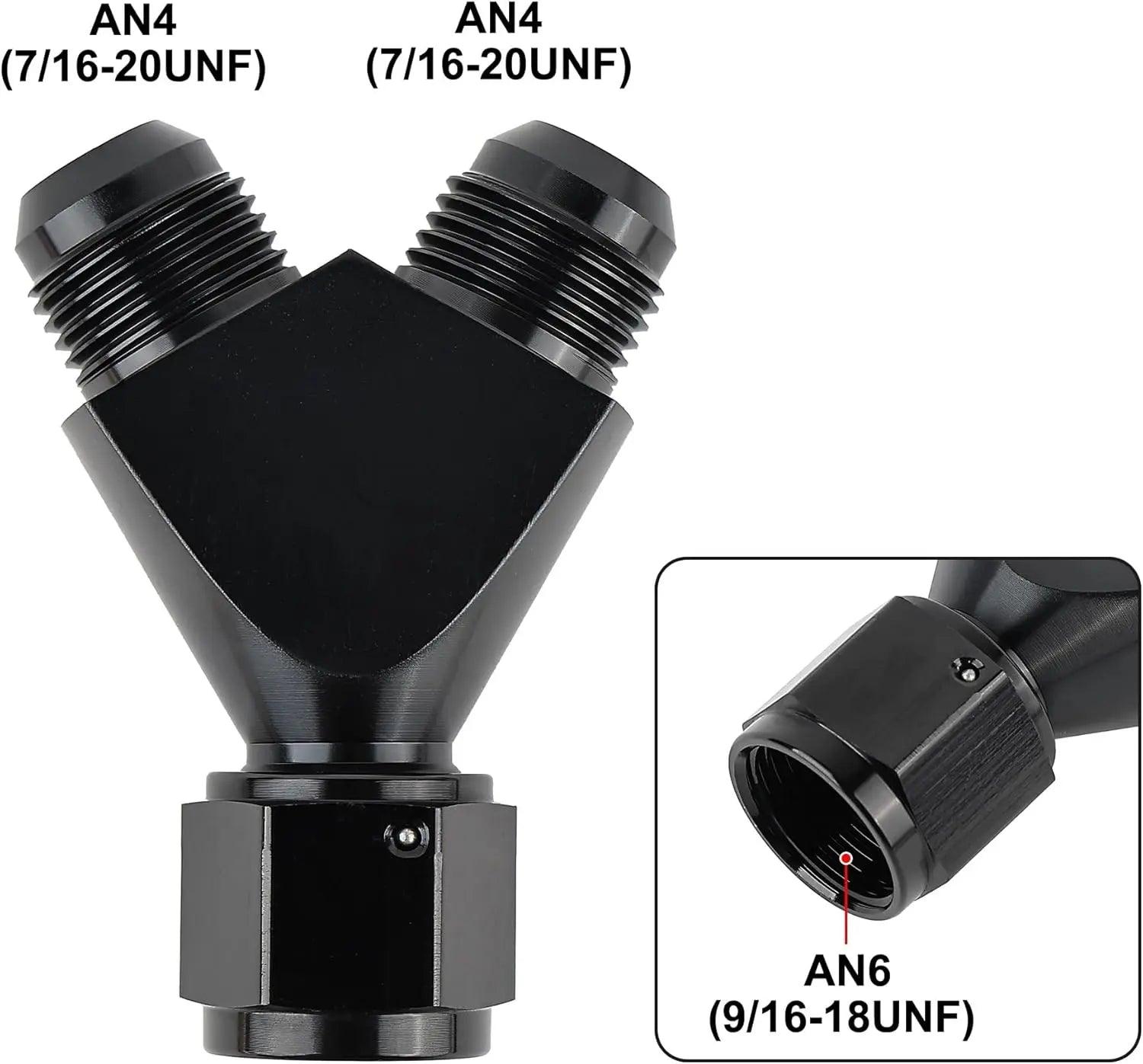 EVIL ENERGY AN Female to AN Male Flare Fitting Y Block Union Splitter Swivel Adapter Fitting Aluminum Black