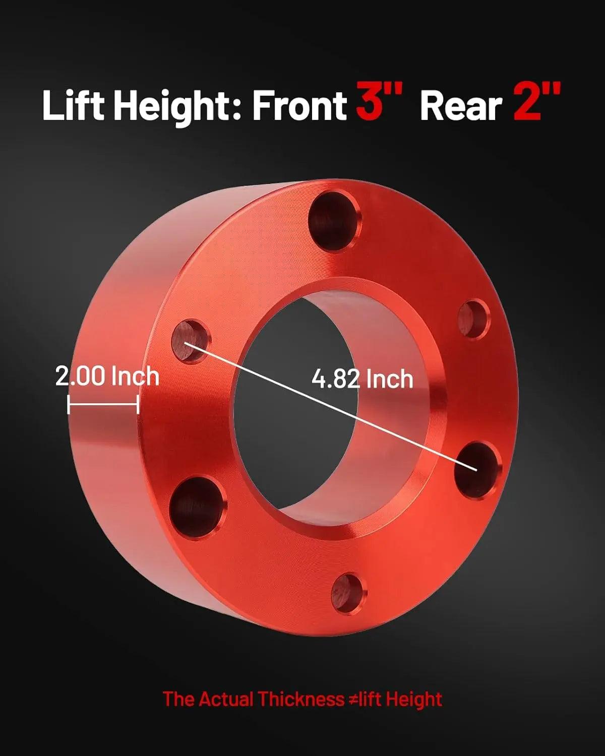 EVIL ENERGY Wheel Spacers 3 Inch Front and 2 Inch Rear for 2007-2023 Chevy – Forged Strut Spacers Red