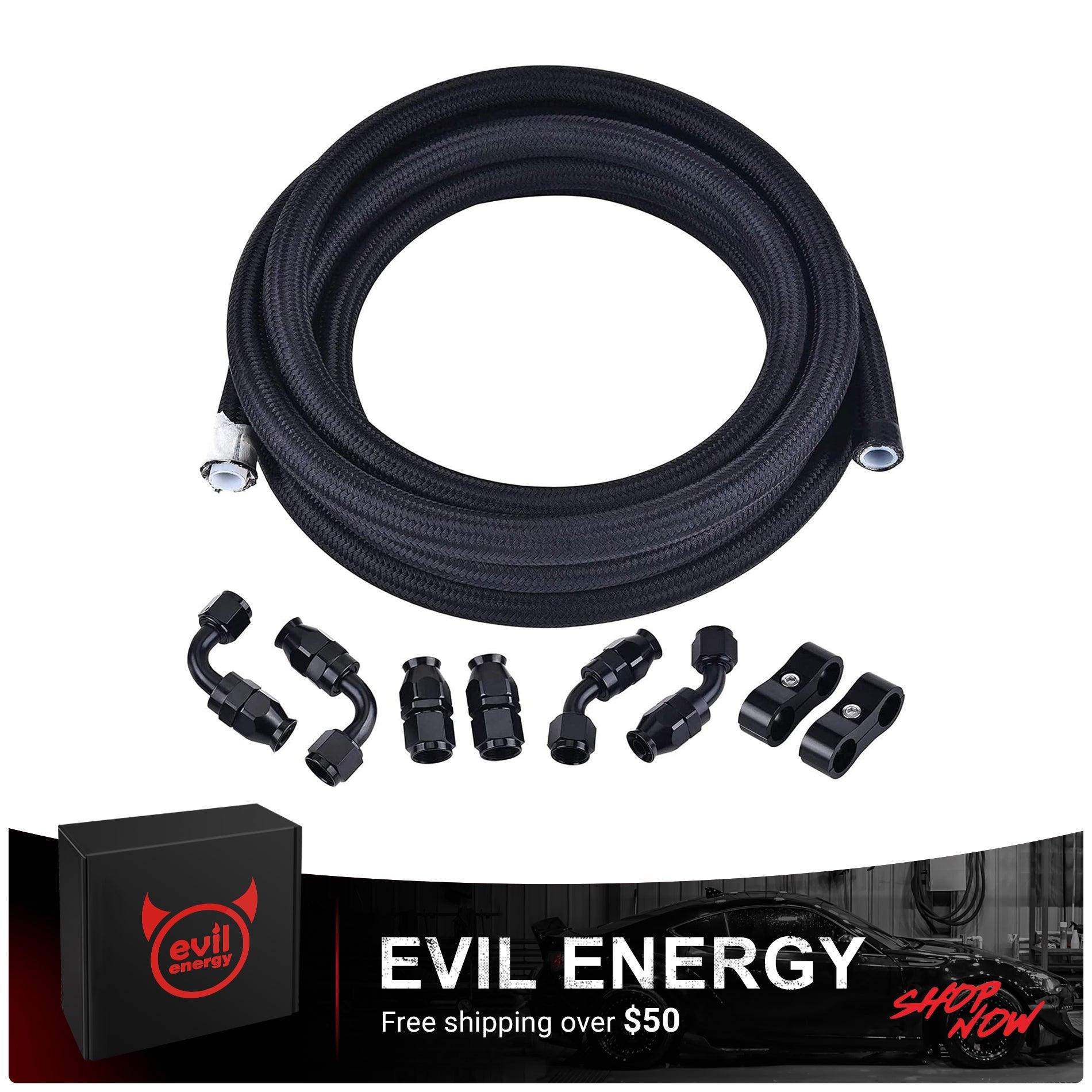 EVIL ENERGY PTFE Fuel Line Fitting Kit E85 Nylon Braided Fuel Hose 4/6/8/10AN 10-20FT Optional Online Hot Sale