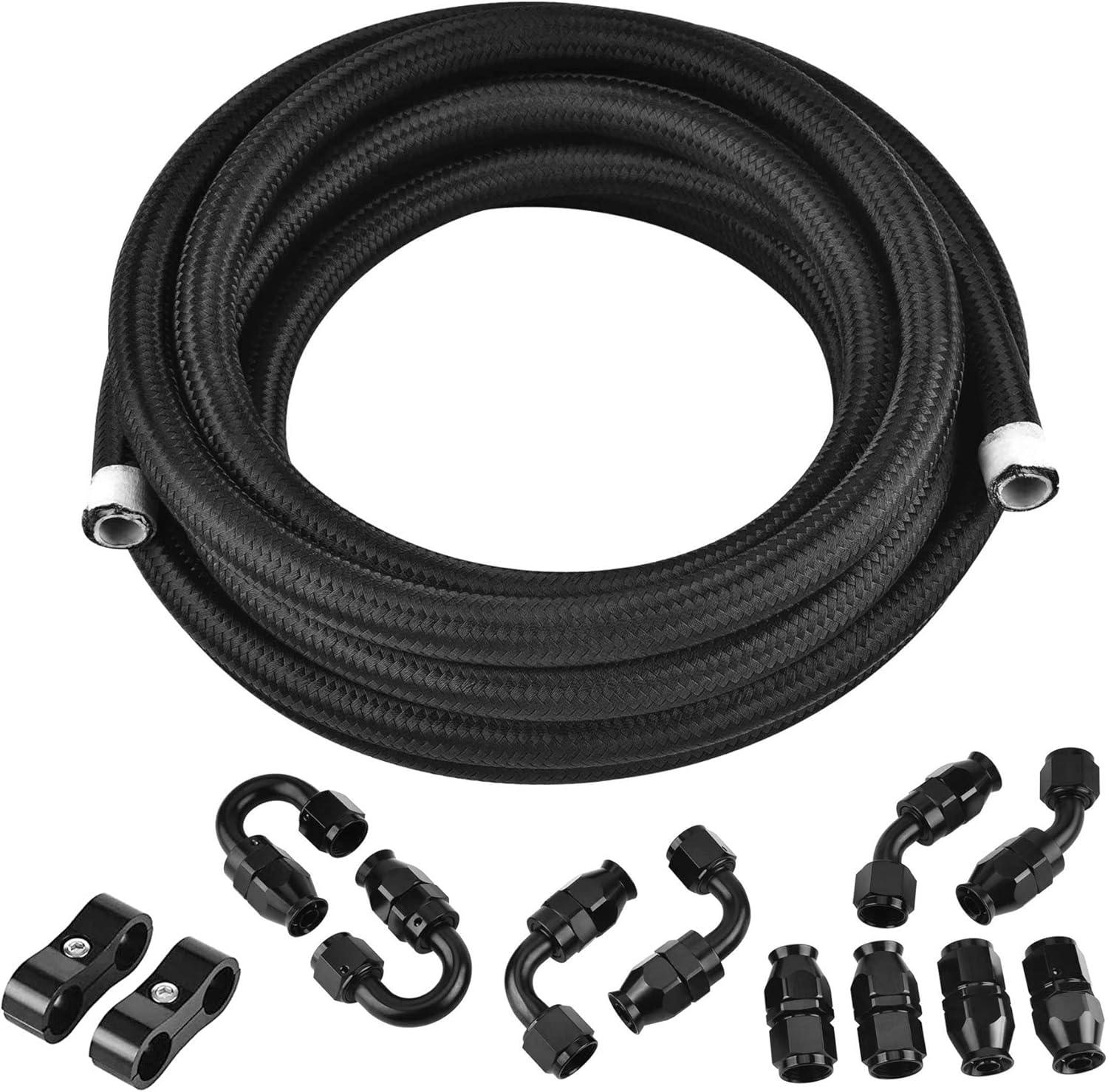 EVIL ENERGY PTFE Fuel Line Fitting Kit E85 Nylon Braided Fuel Hose 4/6/8/10AN 10-20FT Optional Online Hot Sale