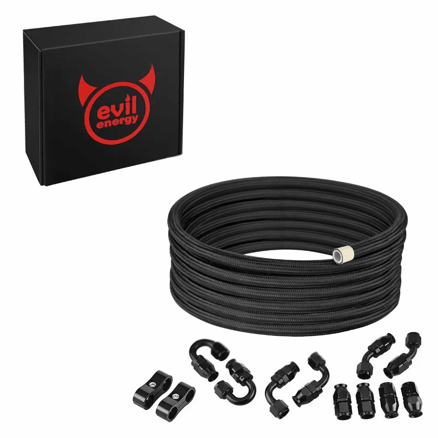 EVIL ENERGY PTFE Fuel Line Kit Nylon Braided Fuel Hose 16FT Black ( 6/8/10AN ) Discount