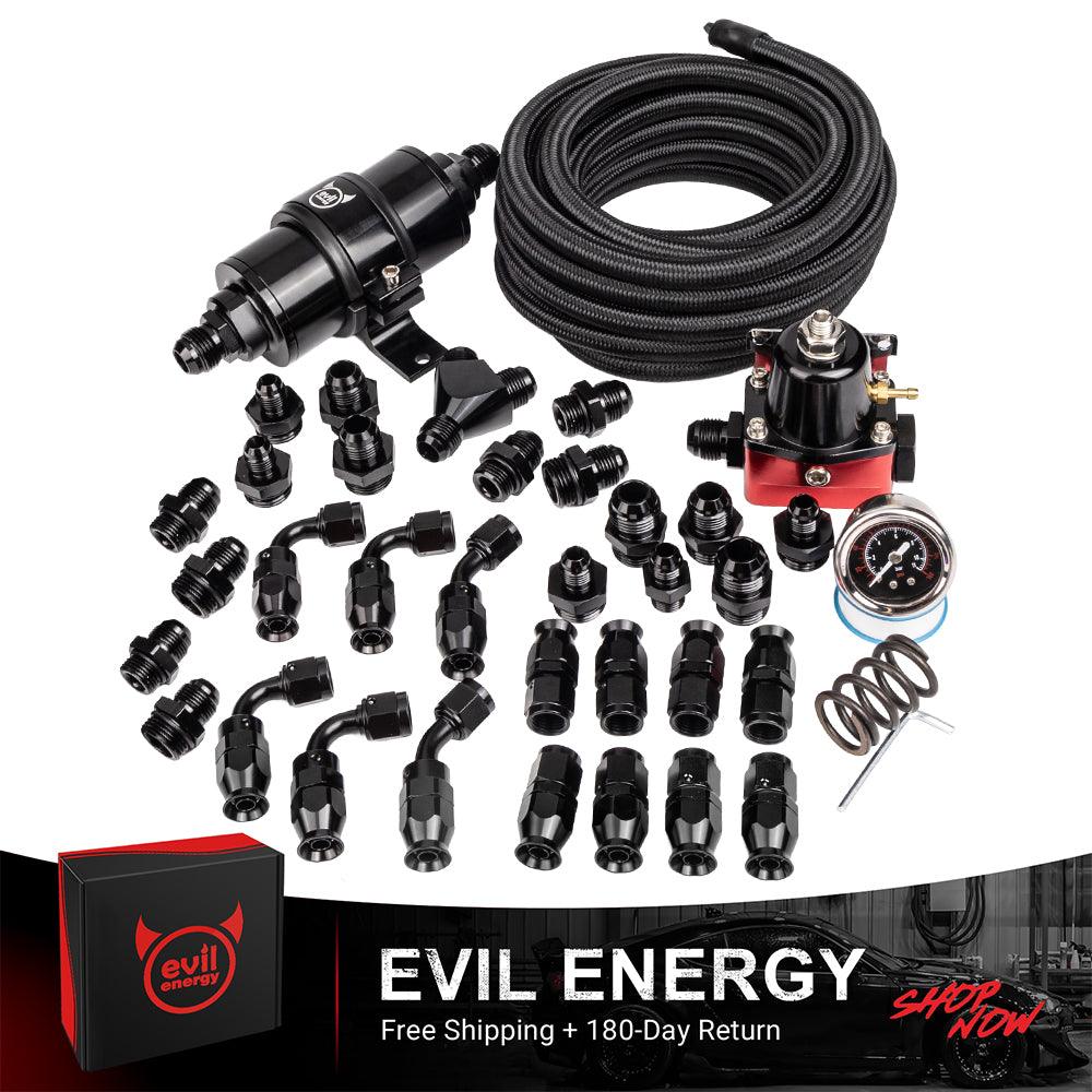 EVIL ENERGY PTFE LS Swap Fuel Kit | Fuel Filter 10 Micron With Fuel Pressure Regulator 20-140PSI | 6AN 20FT Fuel Line