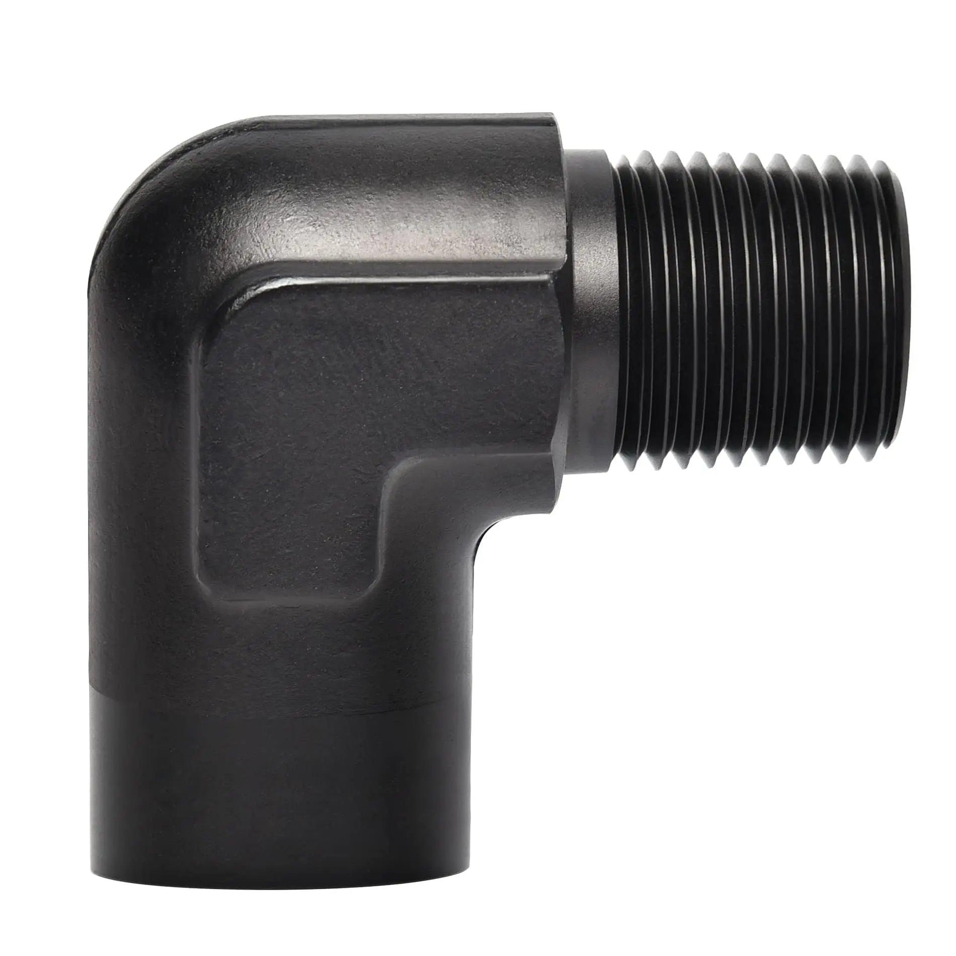 EVIL ENERGY NPT Female to Male Fitting Adapter 45/90 Degree Elbow Aluminum Black
