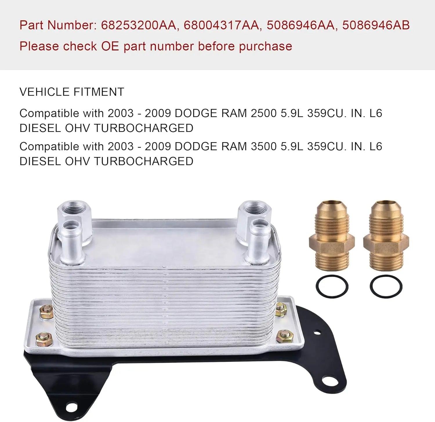 EVIL ENERGY Transmission Torque Converter Oil Cooler Compatible with 2003-2009 Dodge Ram 2500 3500 5.9L L6 Diesel 68004317AA 5086946AA Steel Bracket Sale
