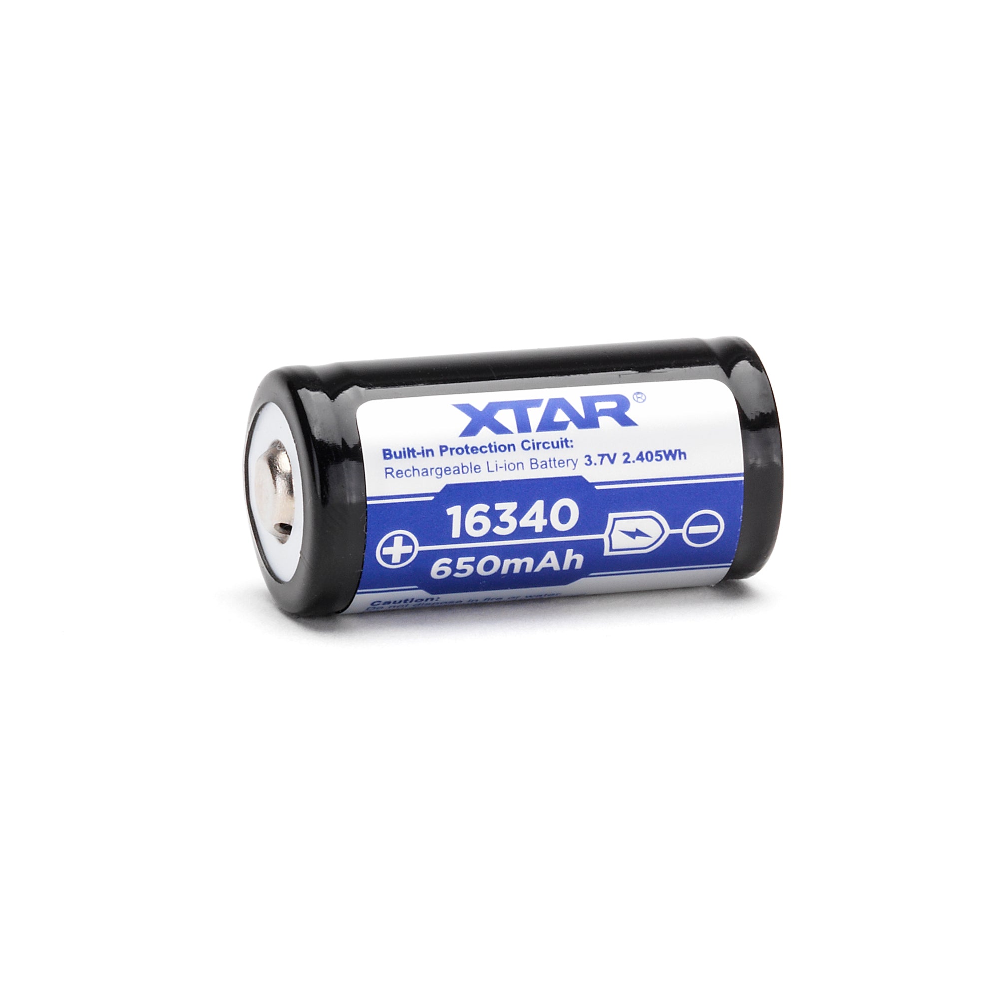 XTAR 16340 650mAh Battery – Protected Button Top