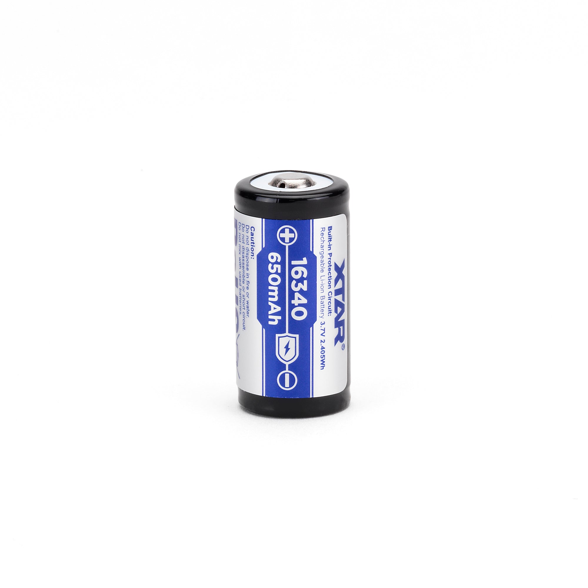 XTAR 16340 650mAh Battery – Protected Button Top