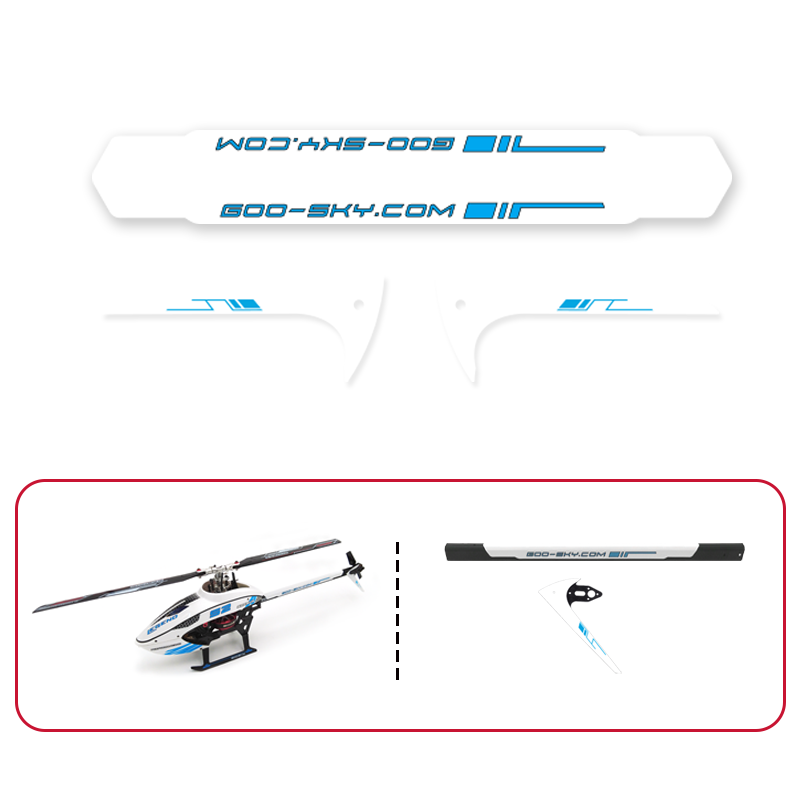 Goosky S2 Tail Boom and Fin Sticker – White (3 sets)