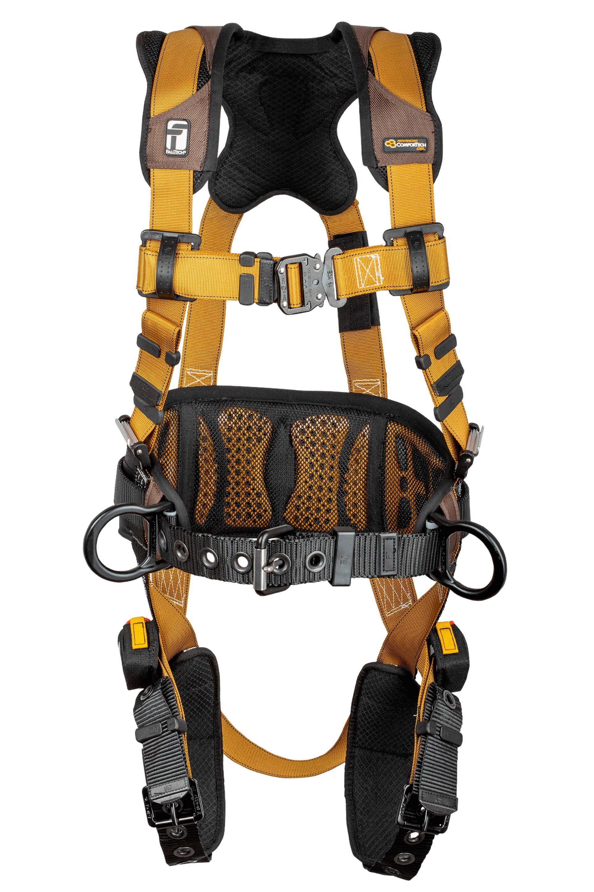 FallTech Advanced ComforTech® Gel 3D Construction Belted Full Body Harness, Tongue Buckle Leg Adjustment #7081B