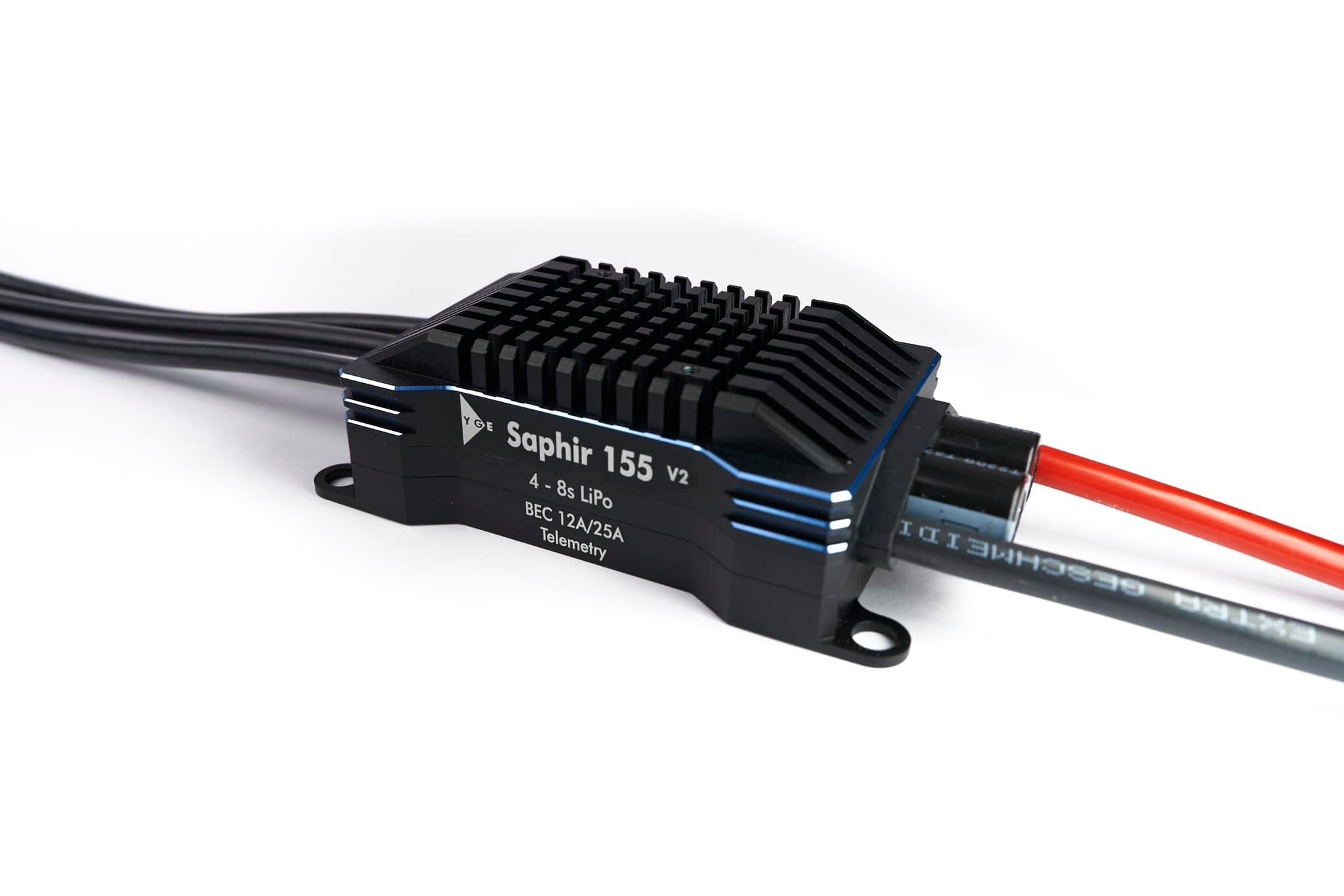 YGE Saphir 155A V2 Telemetry ESC – 5.5-12V BEC 12A / 25A
