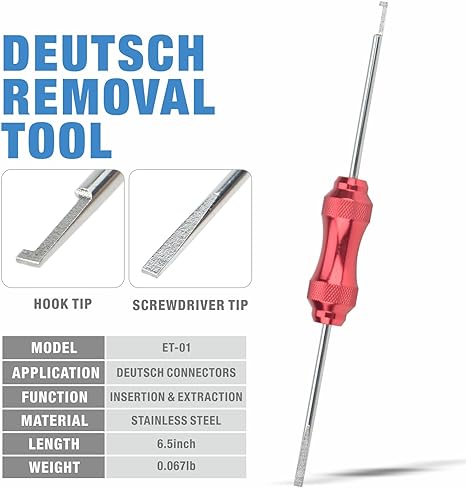 ET-01 Deutsch Insertion & Extraction Tools, Contact Extraction, Contact-to-Housing, Wedgelock Removal Tool for DT, DTM, DTP-Series Supply