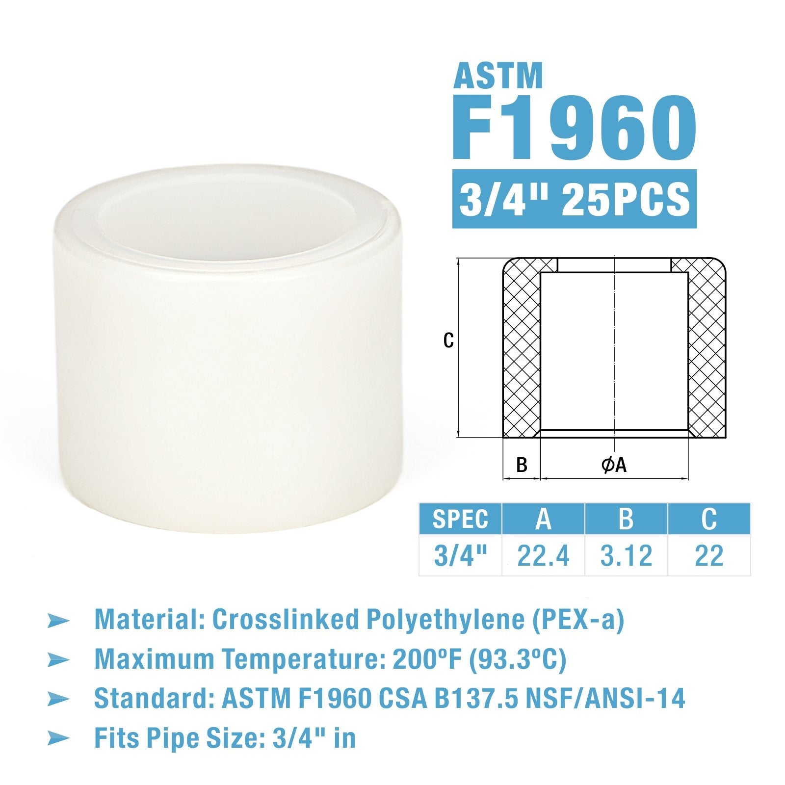 IWS-F3 F1960 3/4 in. Expansion Ring w/ Stop Edge for PEX-A Tubing 25pcs Online