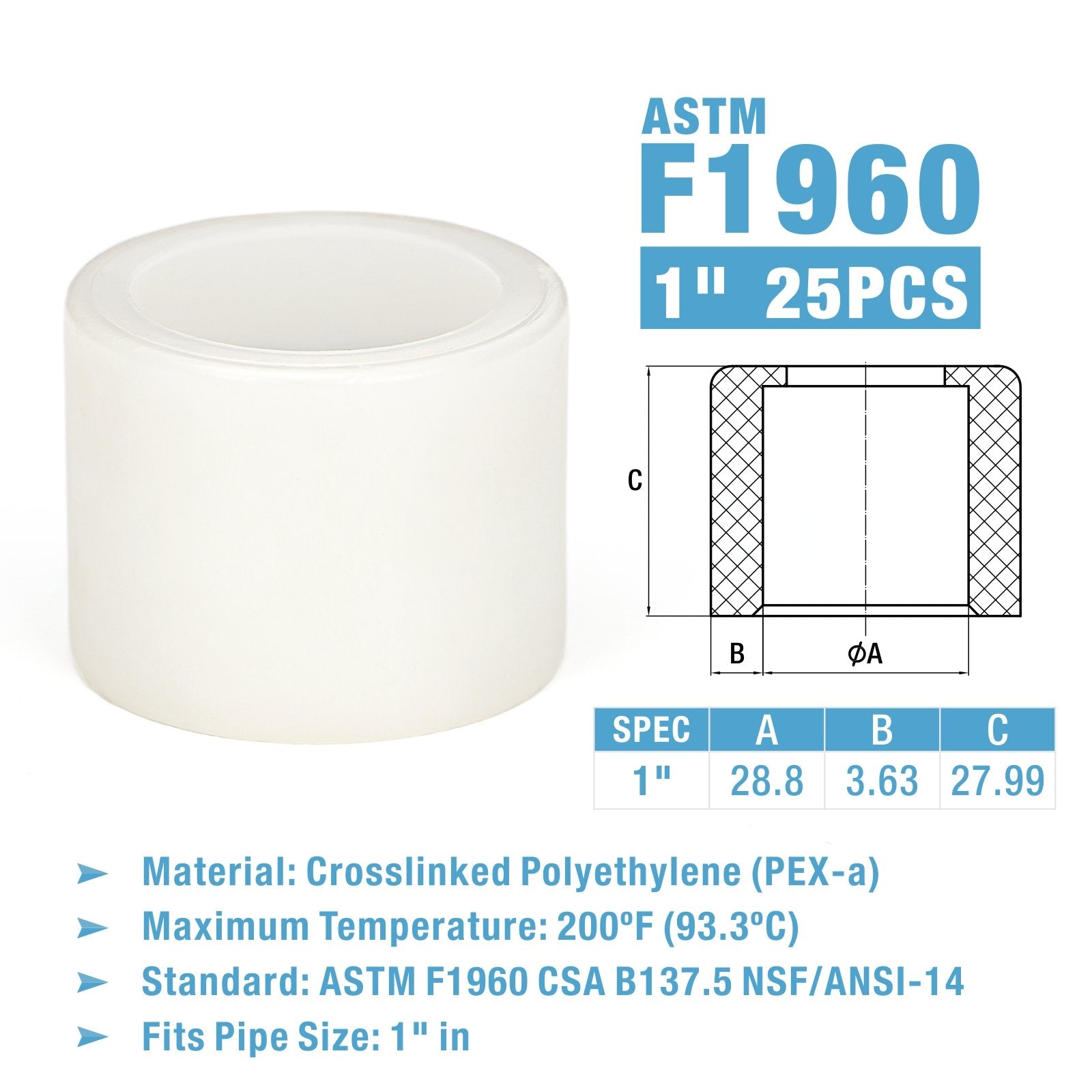 IWS-F4 F1960 1- in. Expansion Ring w/ Stop Edge for PEX-A Tubing 25pcs Online Hot Sale