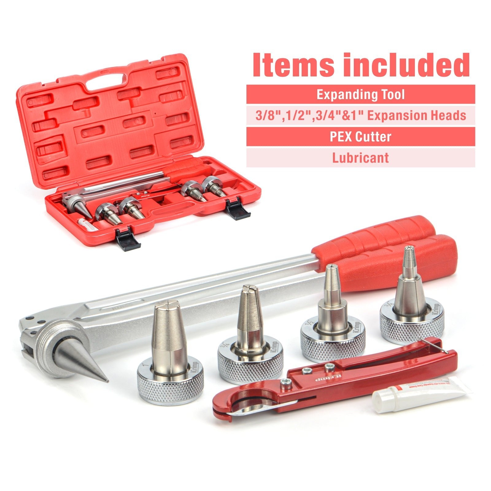 IWS-F1960MC 3/8, 1/2, 3/4, 1-inch ASTM F1960 PEX Pipe Expander Tool Kit Fashion