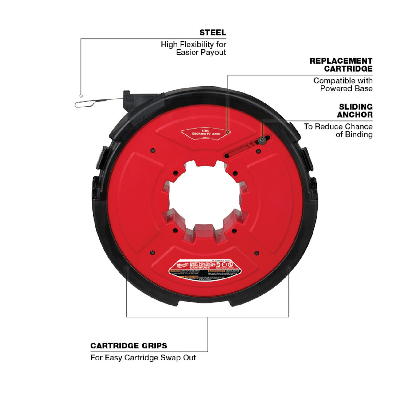 M18 FUEL™ ANGLER™ 120 Ft. x 1/8 in. Steel Pulling Fish Tape Replacement Cartridge